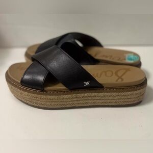 SAM EDELMAN Womens Black Korina Platform Slip On Leather Espadrille Shoes 7.5 M